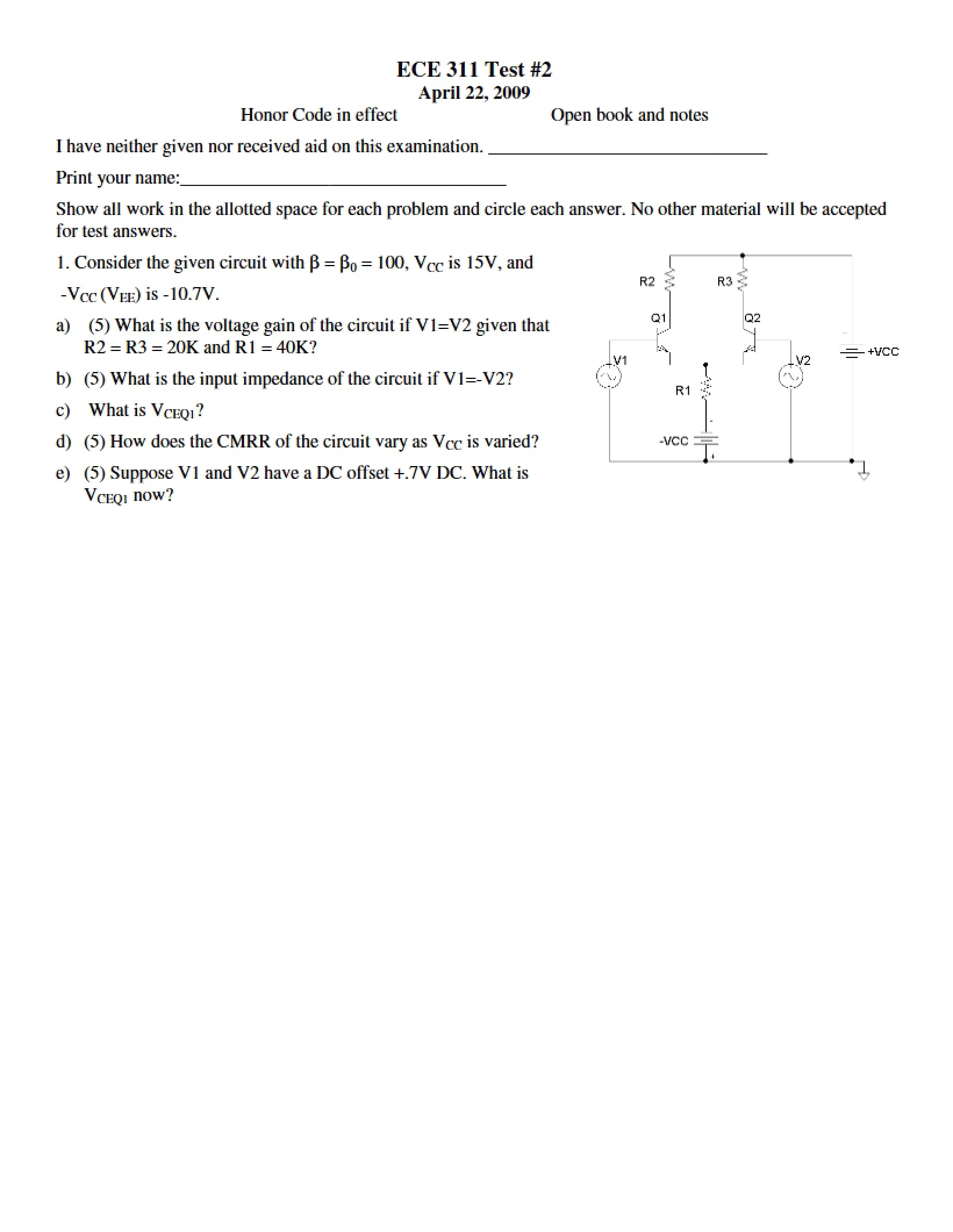 Electronic Circuits Test 2