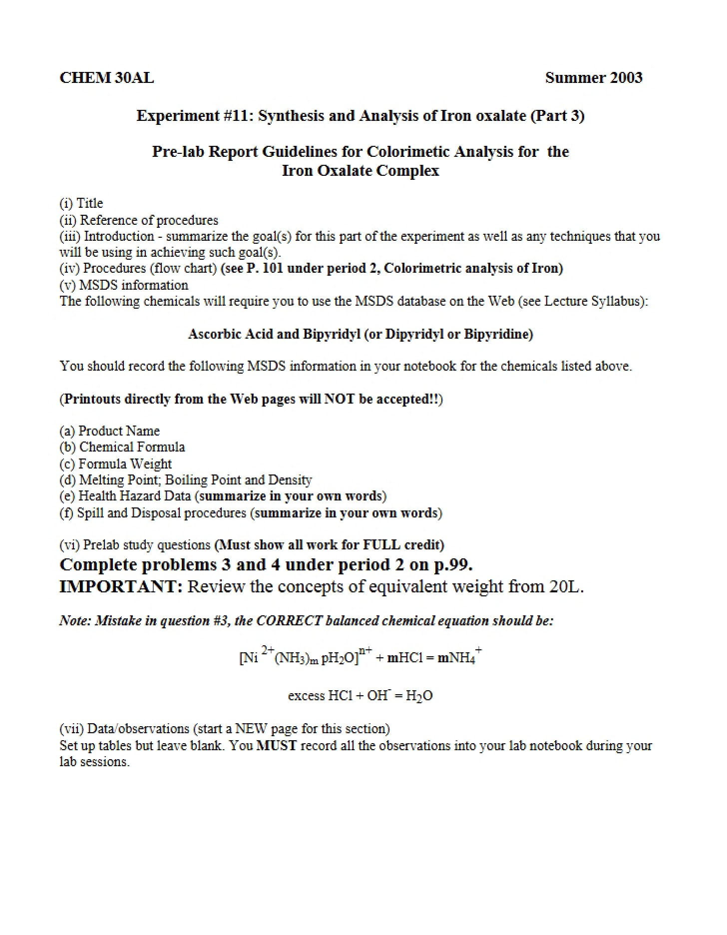 Report on Iron III