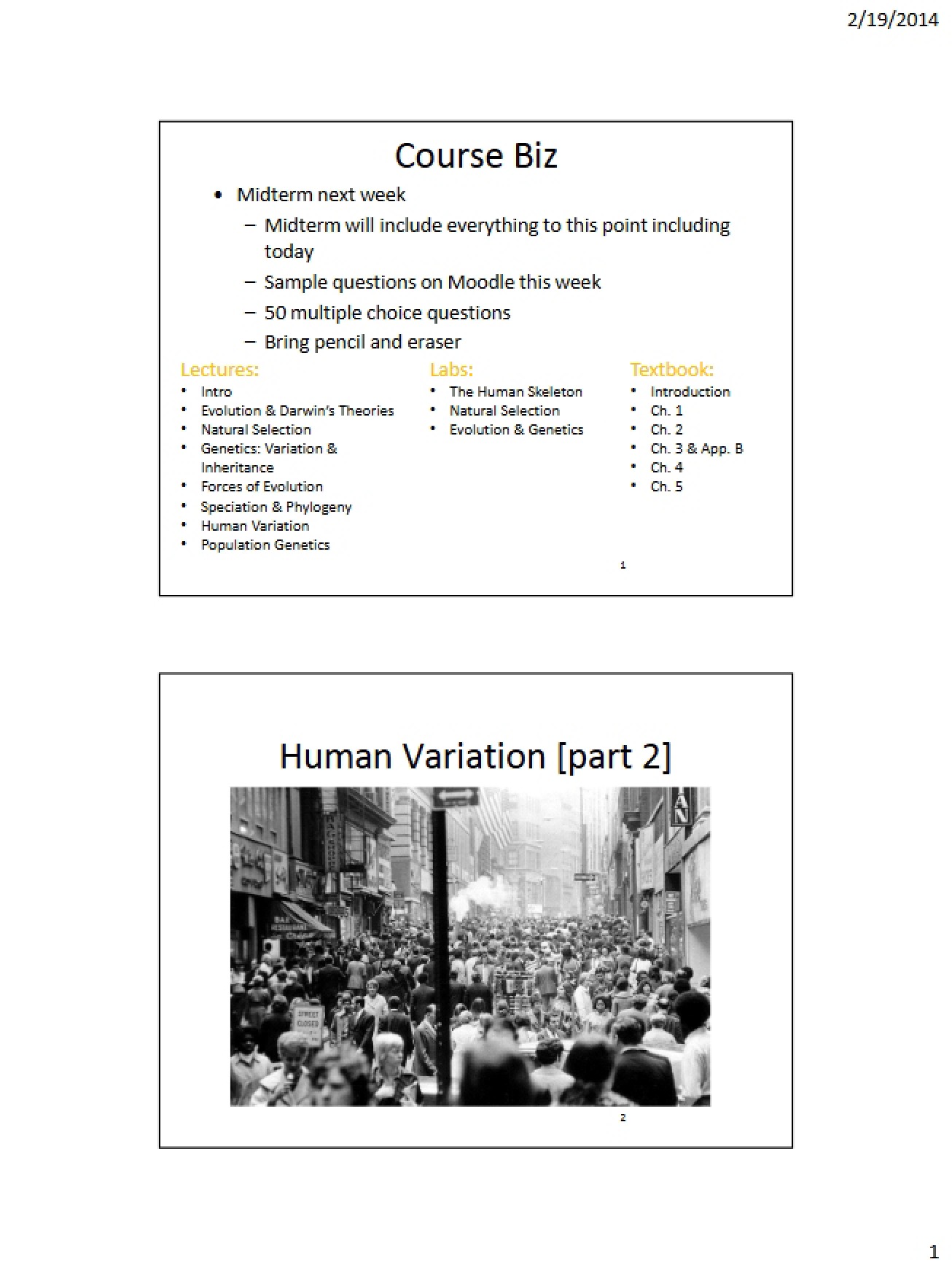 Fifth Lecture