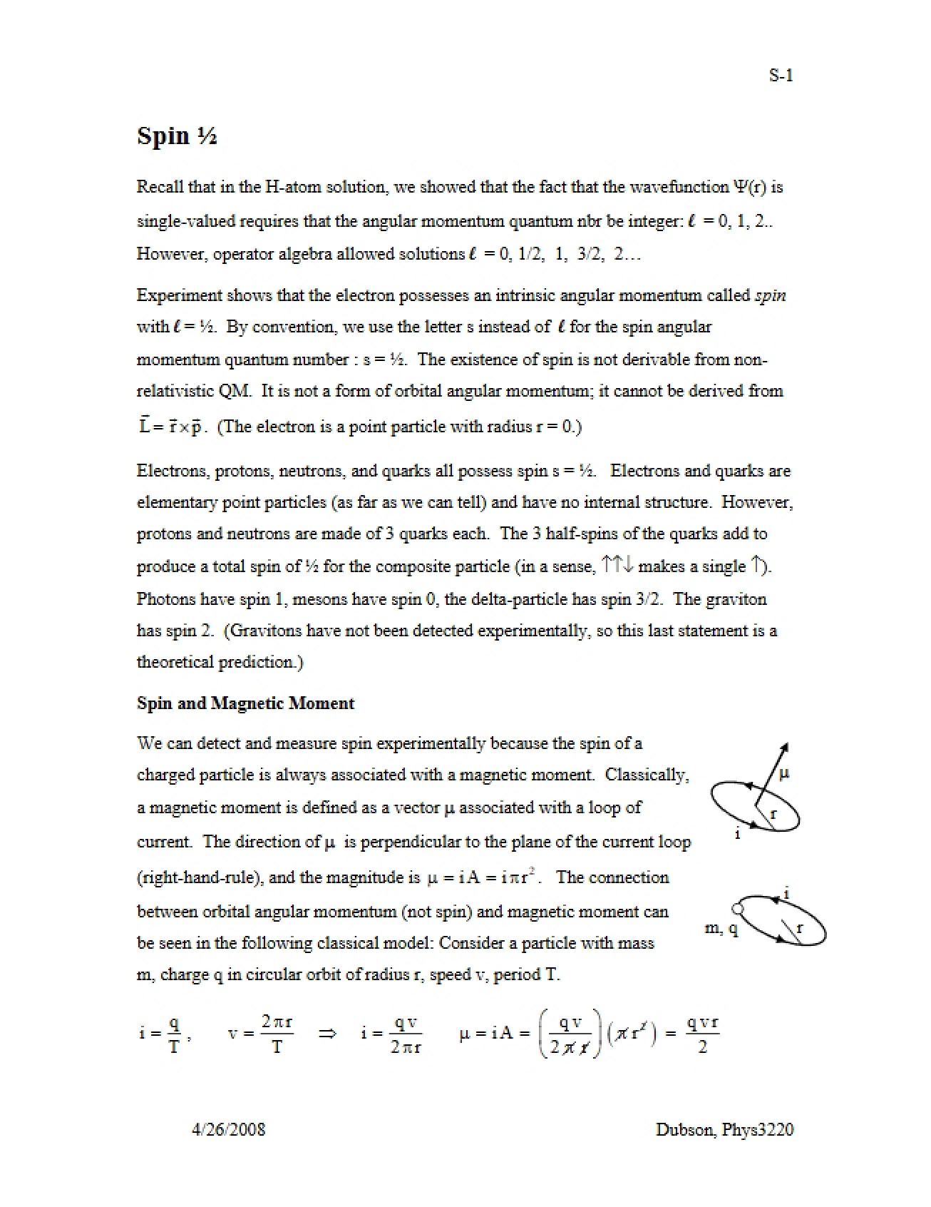 Analysis of Spin
