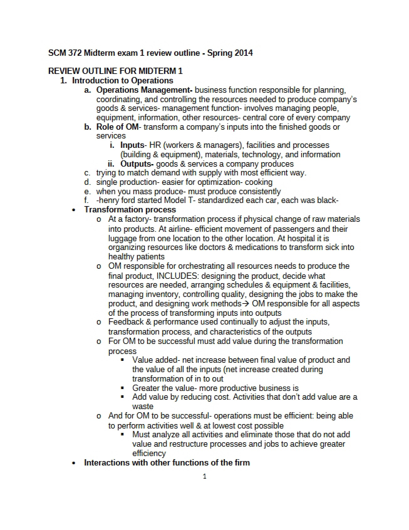 Midterm 1 Review Outline