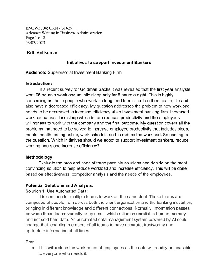 Support Initiatives for Investment Bankers