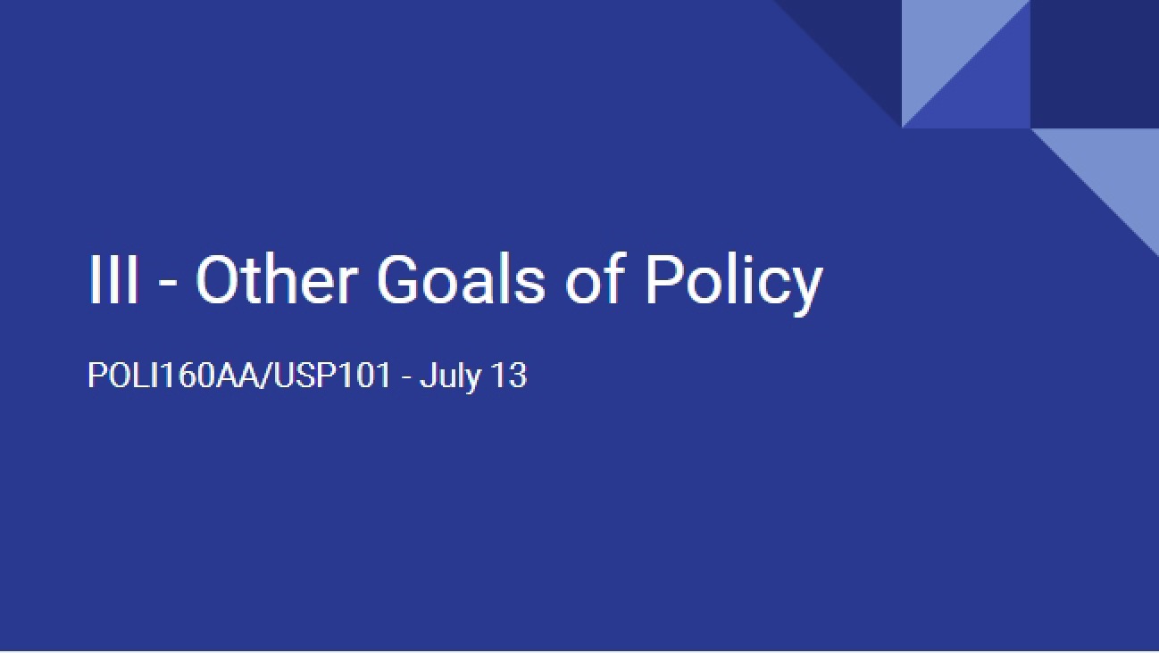 Secondary Objectives in Policy Analysis