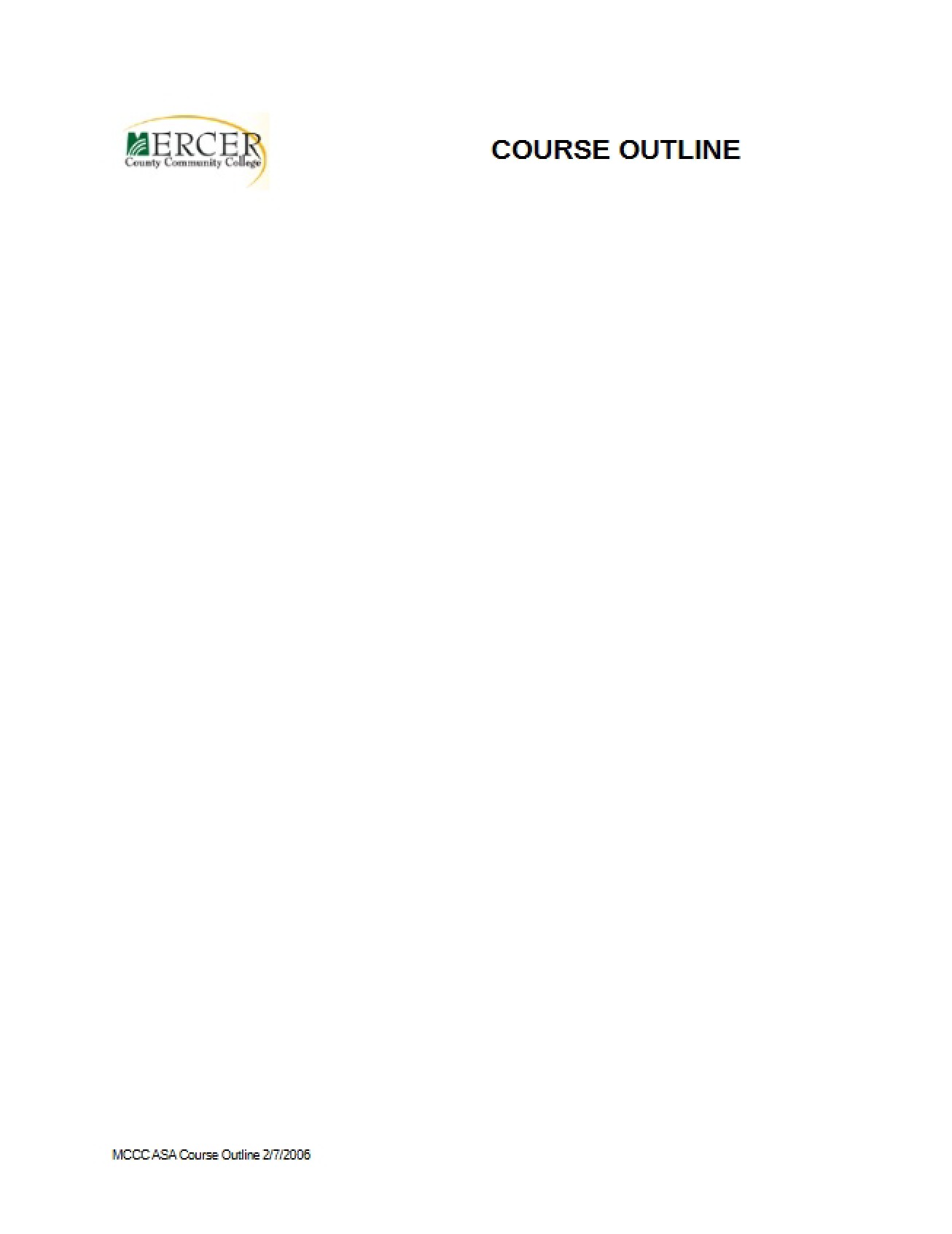 Course Outline Restorative Art