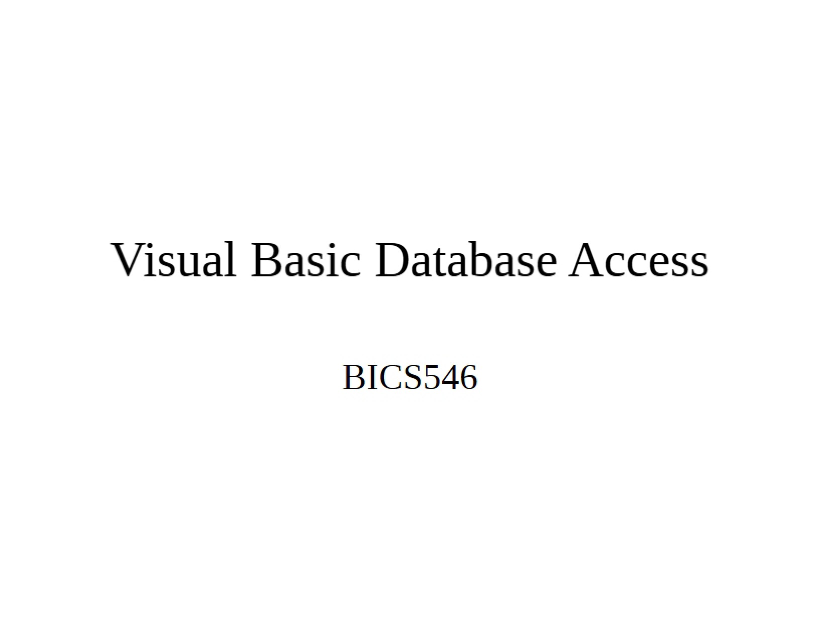 Database Access using Visual Basic