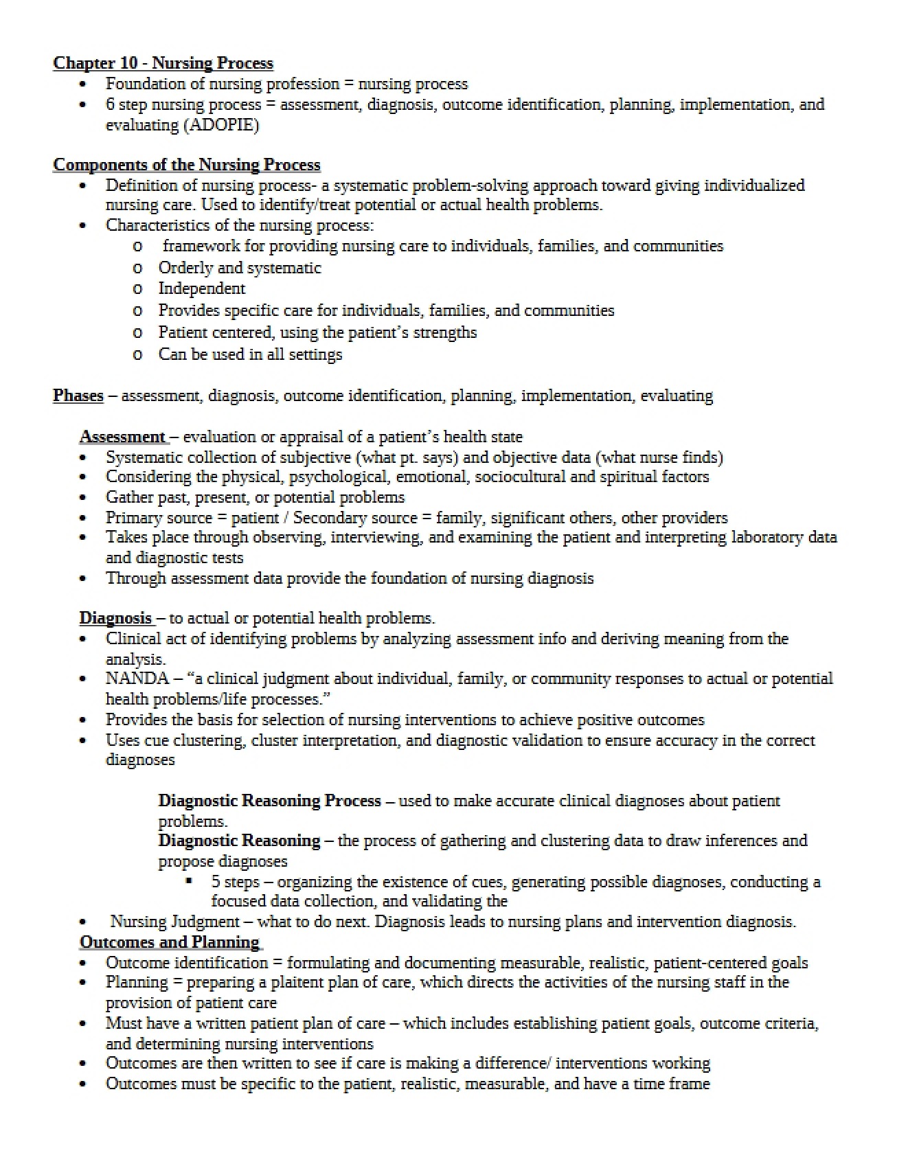 Nursing Process Chapter 10