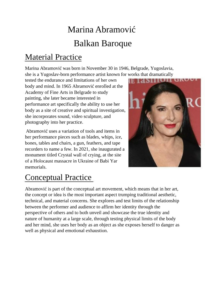 Balkan Baroque by Marina Abramović