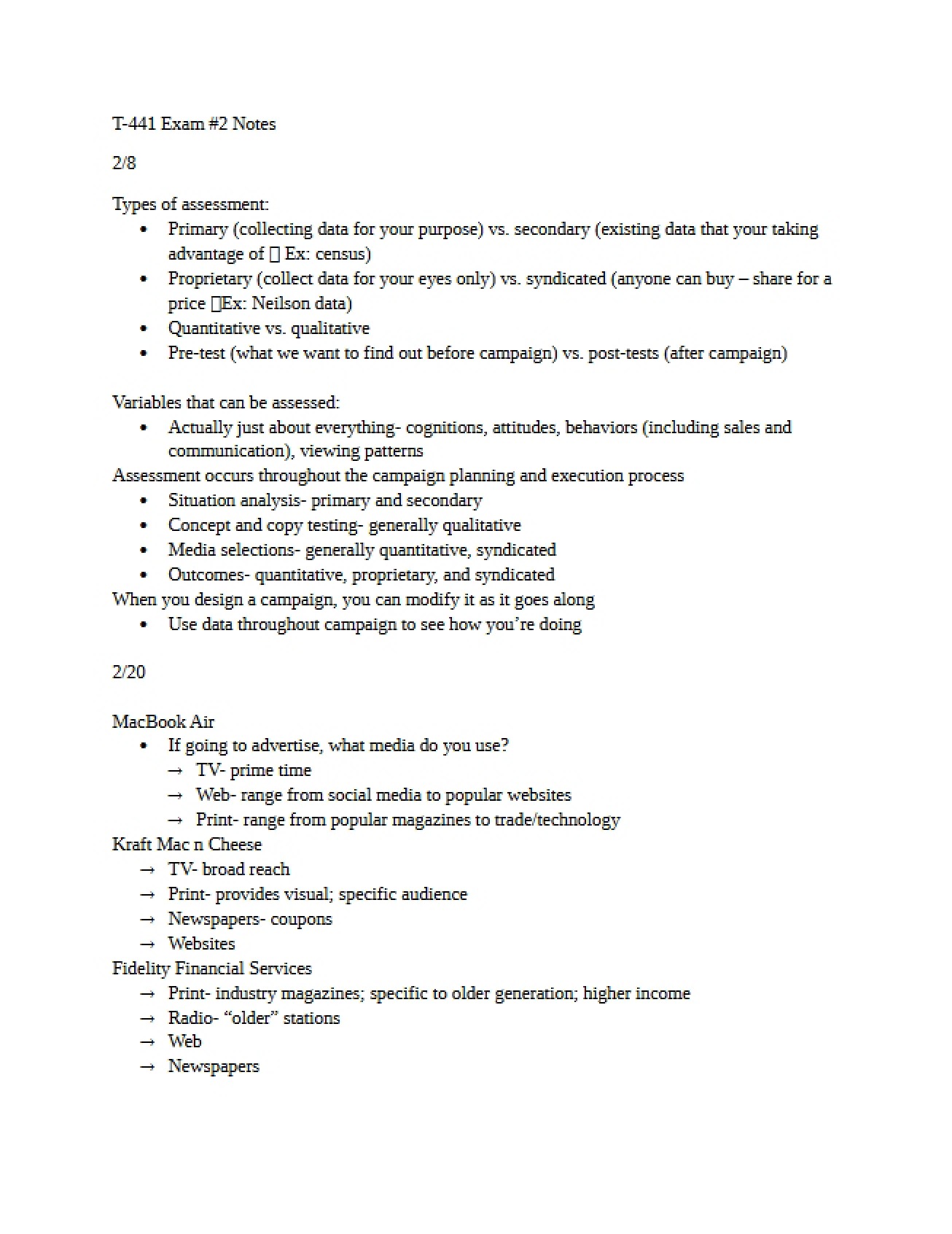 Second Examination Notes