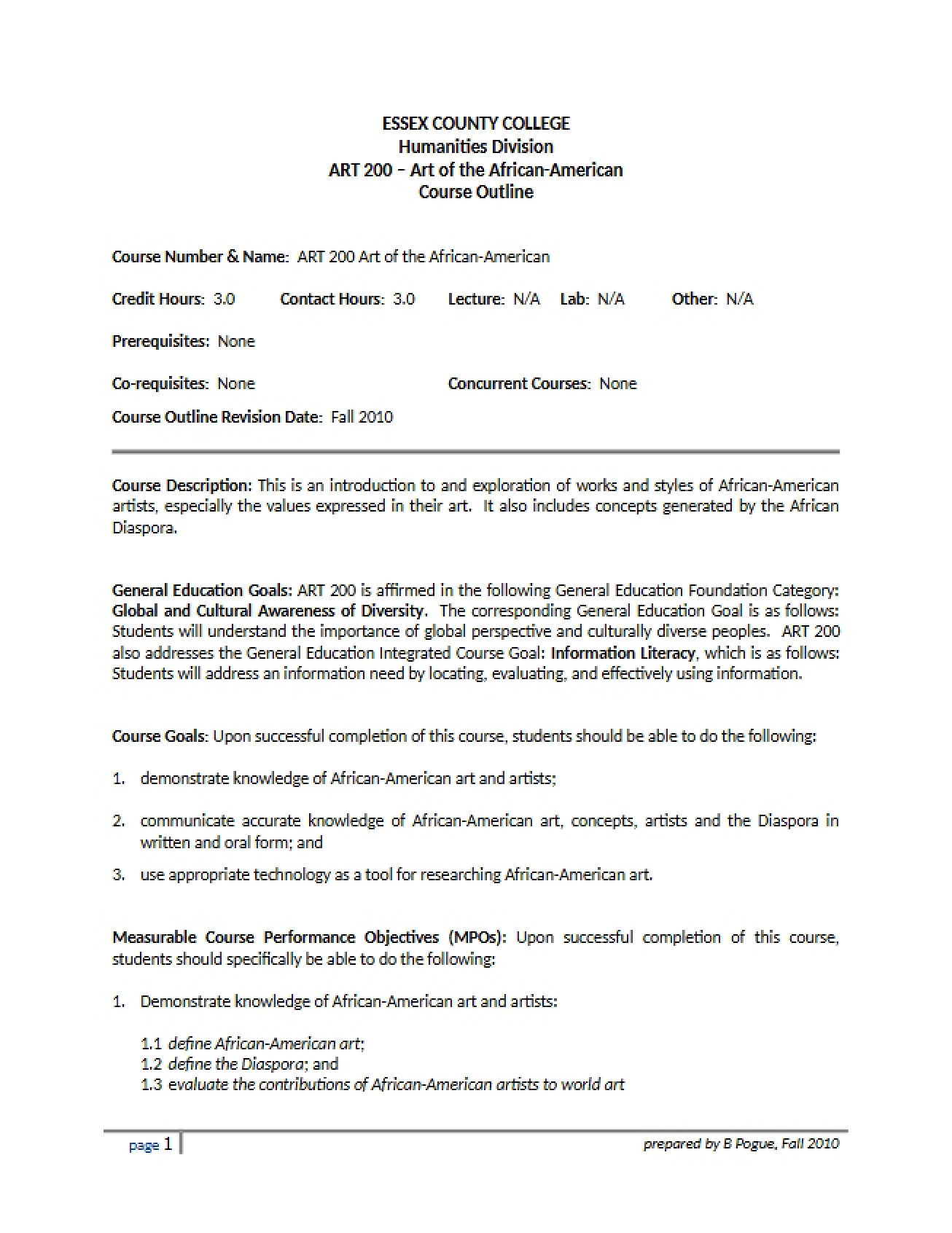 Art of the African-American Syllabus