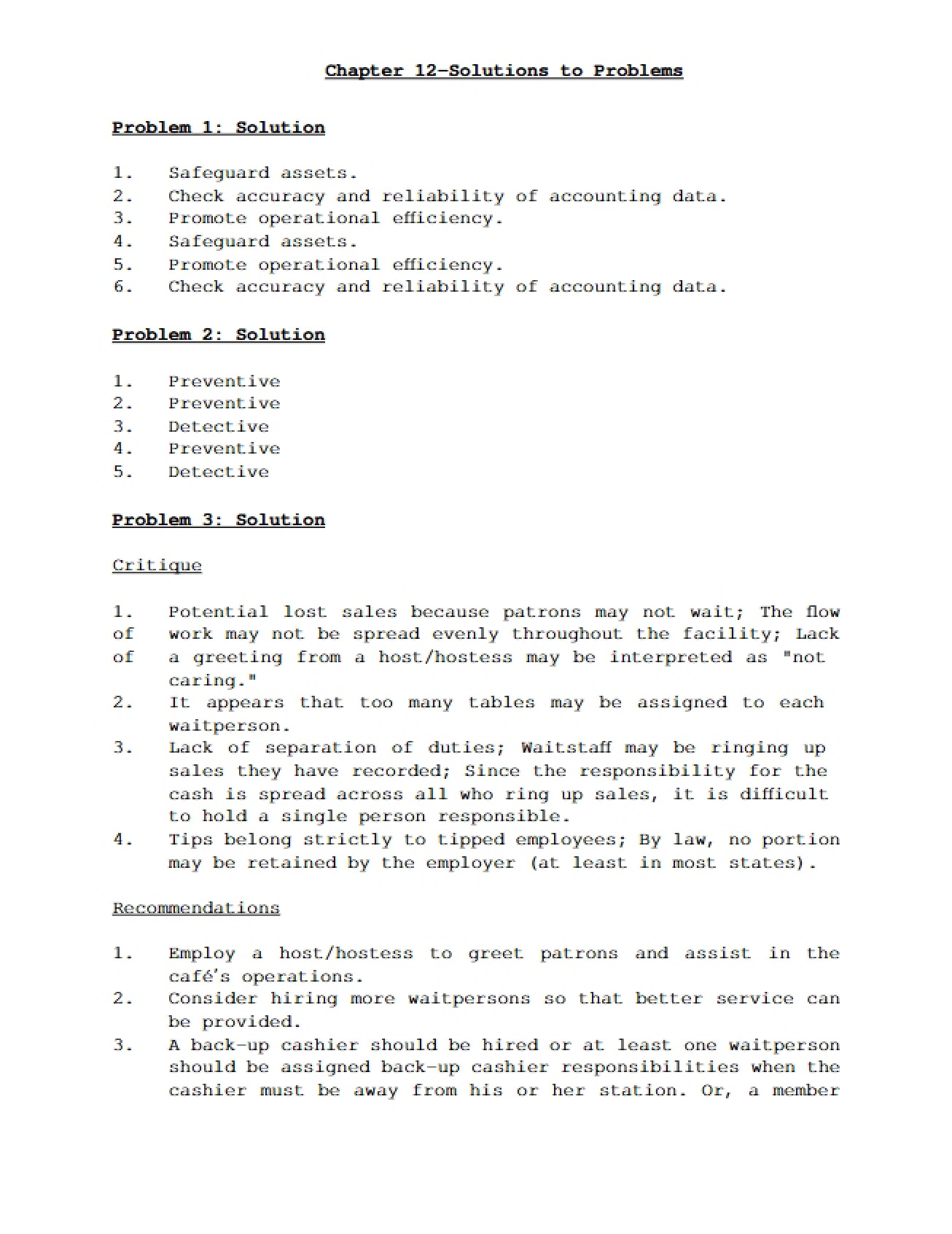 Solutions to Problems in Chapter 12