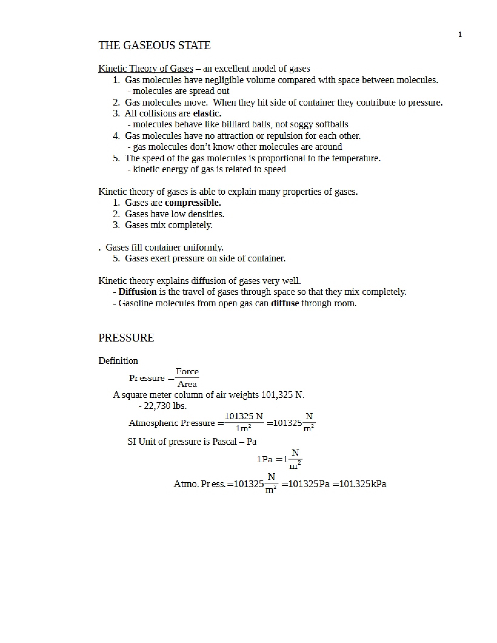 Gaseous State Overview