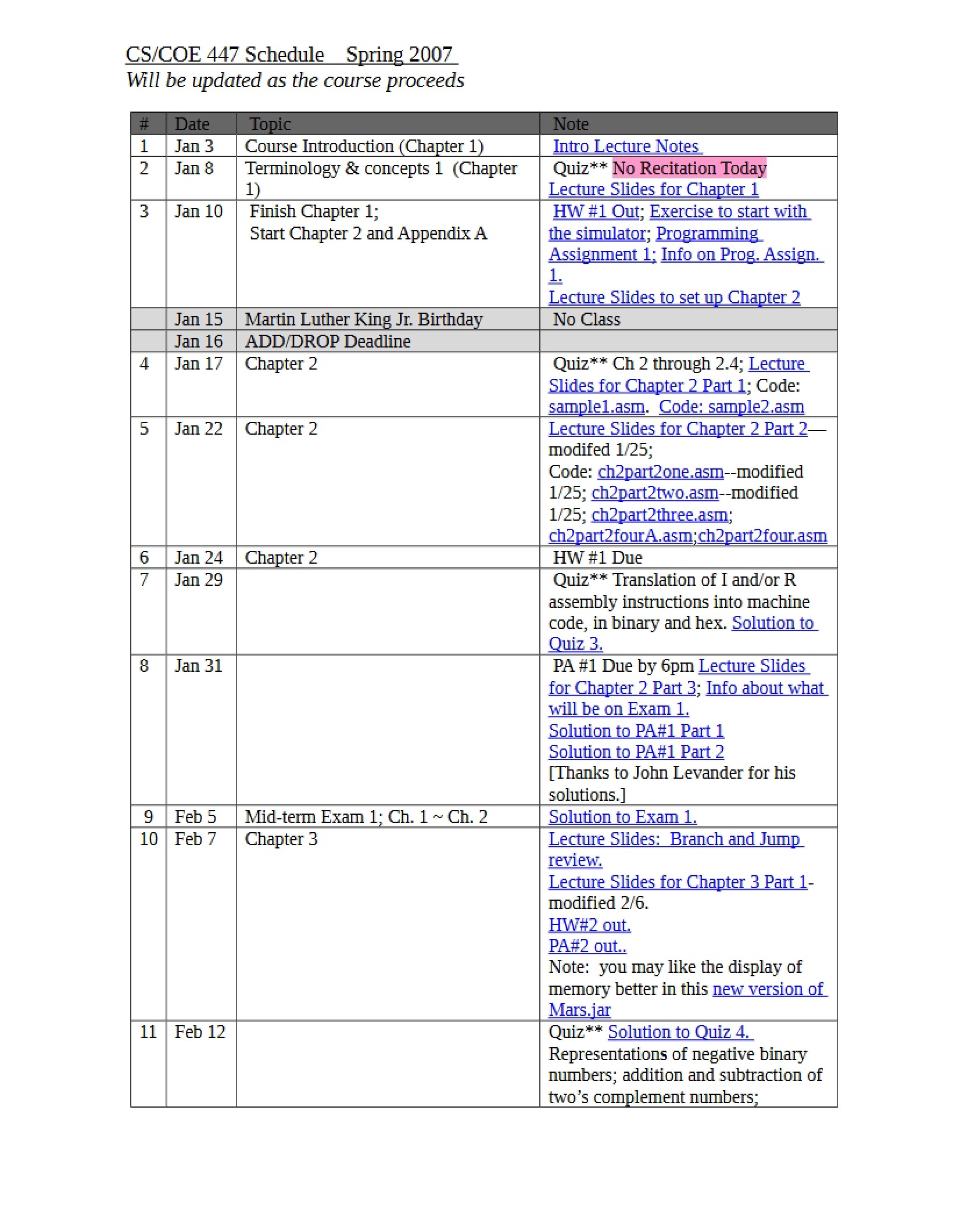 Course Schedule
