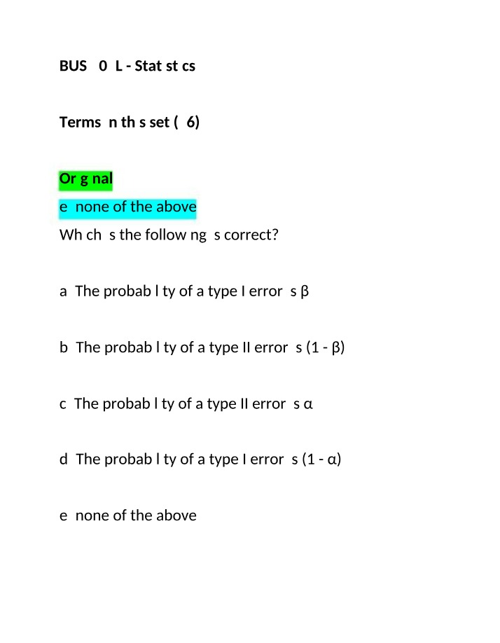 Chapter 50 Revision Exercises for BUS 302L Statistics