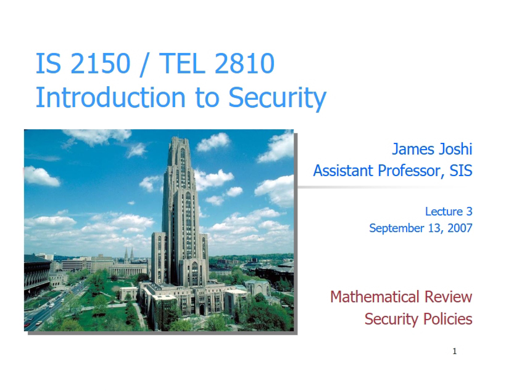 Security Policies and Math Review
