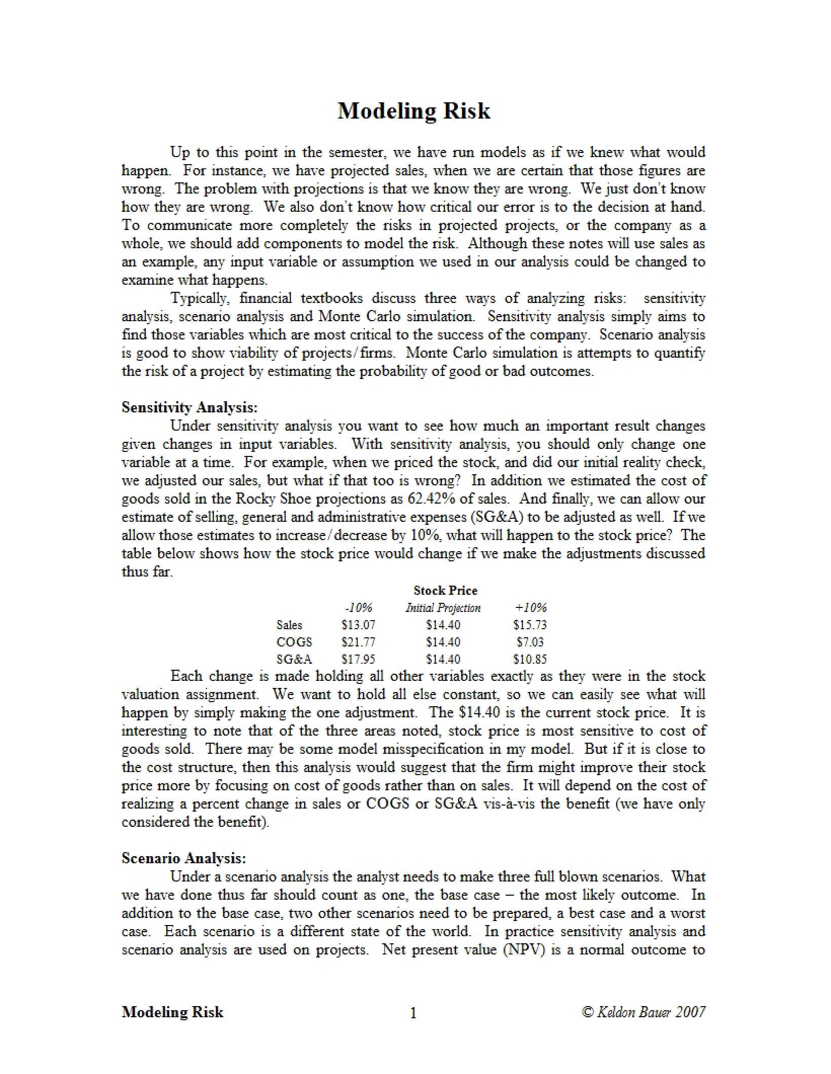 Risk Modeling