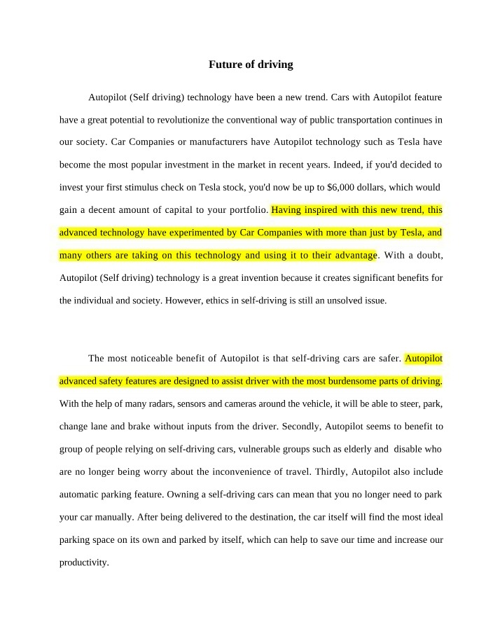 Worksheet - Self-Driving Vehicles