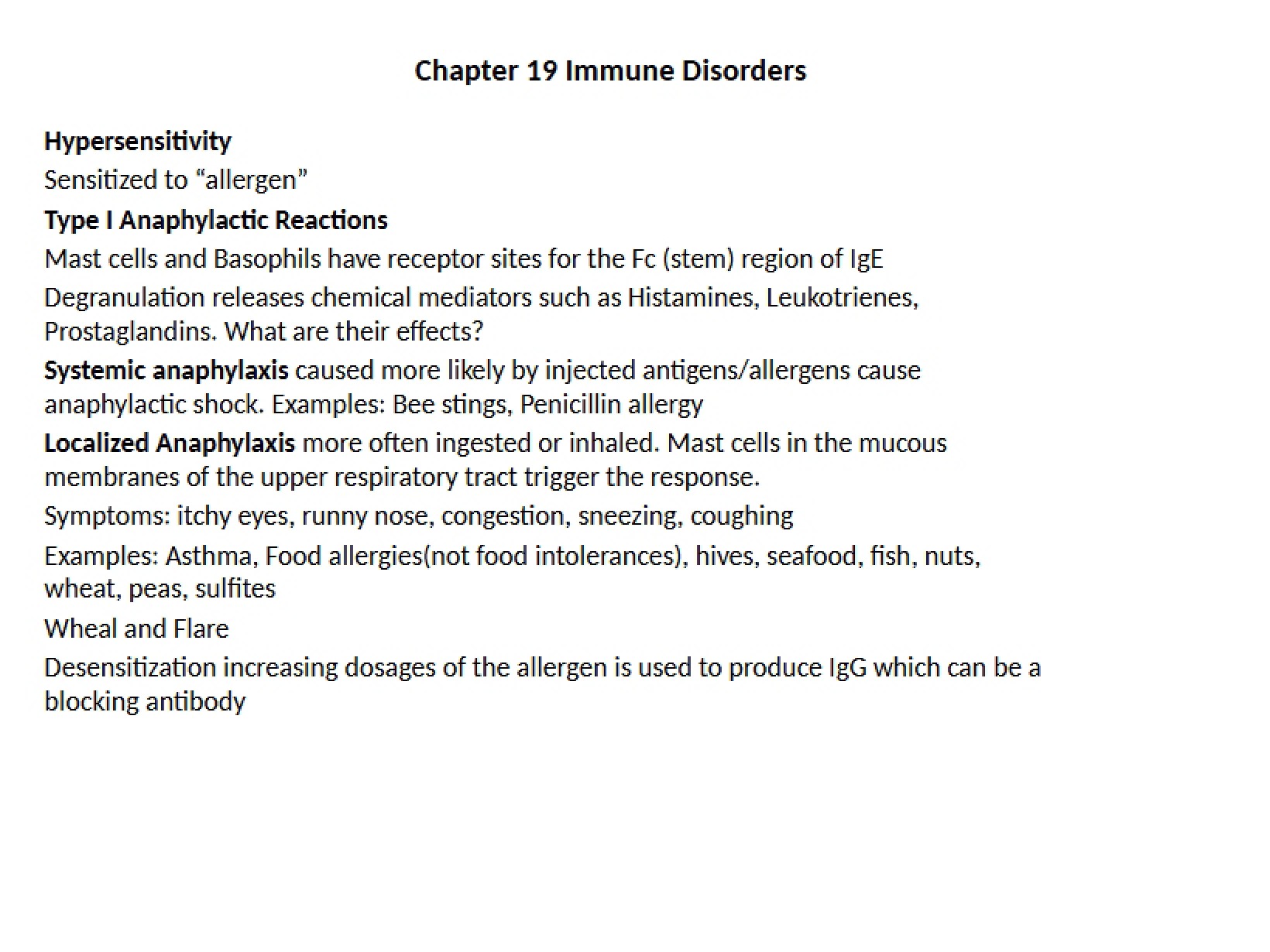 Part A Immune Disorders