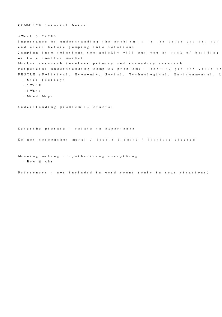 Tutorial Notes for COMM1120