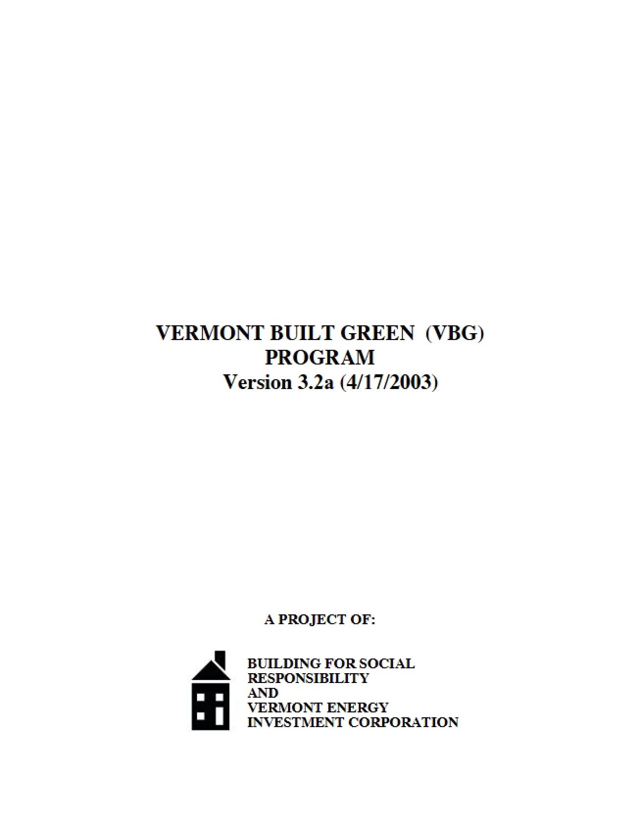 Vermont Built Green Initiatives
