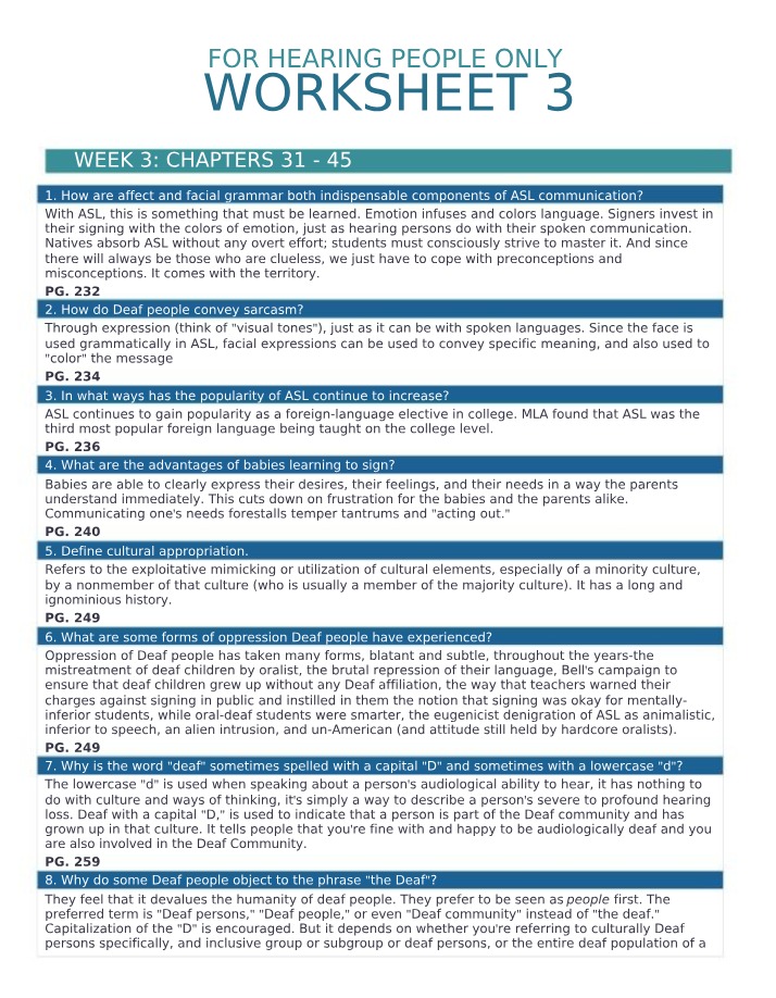 ASLI 3323 Worksheet 3 Version A