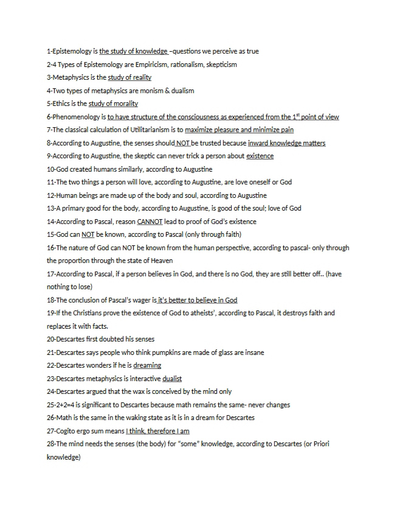 Introduction to Philosophy Study Guide