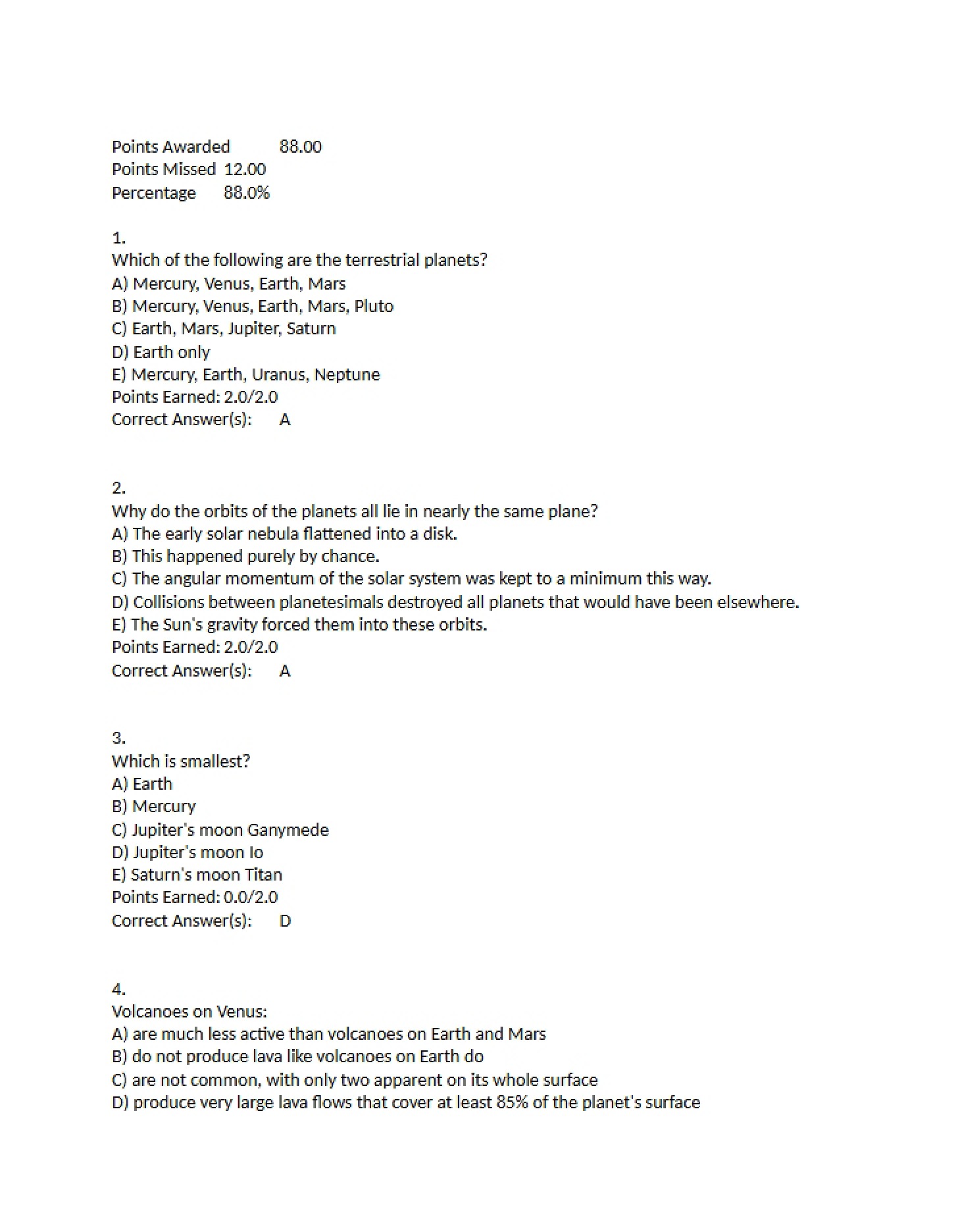 Exam Two for Astronomy 1