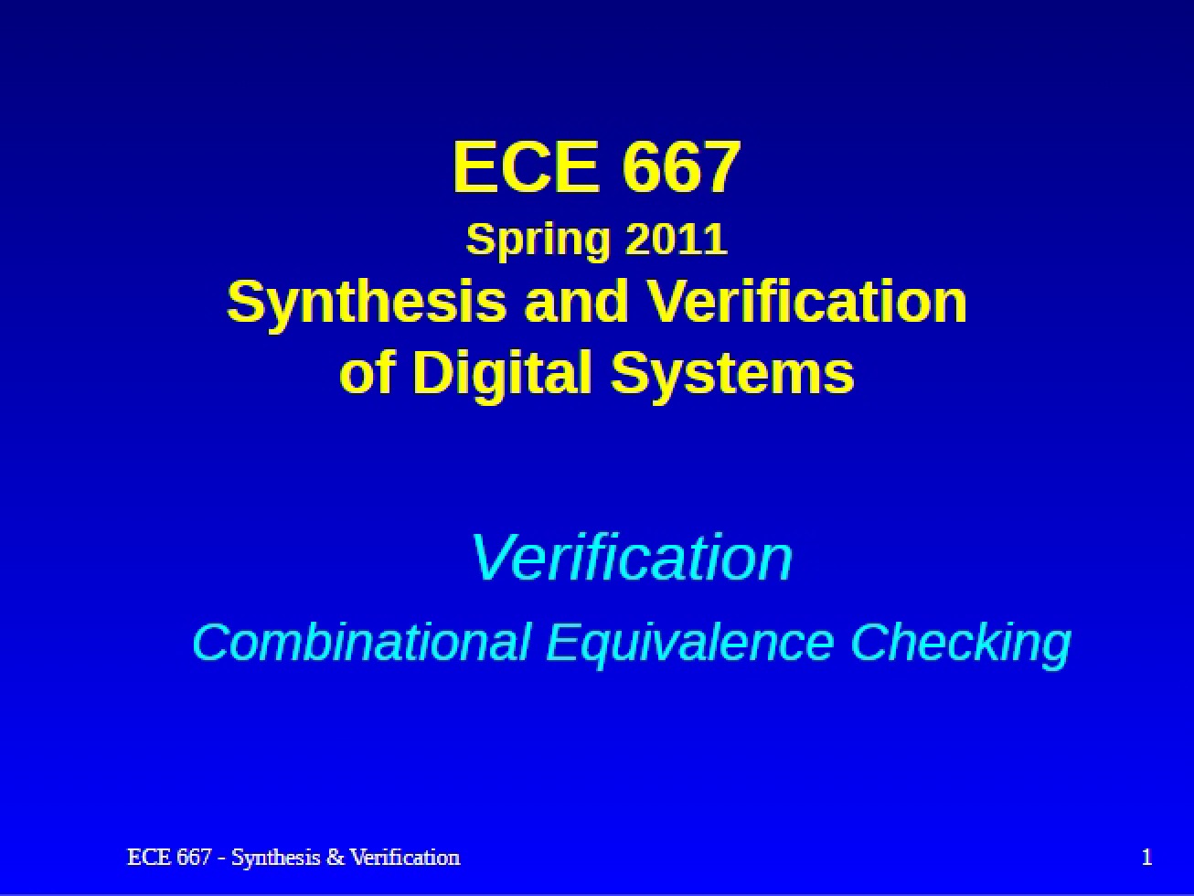 Equivalence Checking Verification Combinational