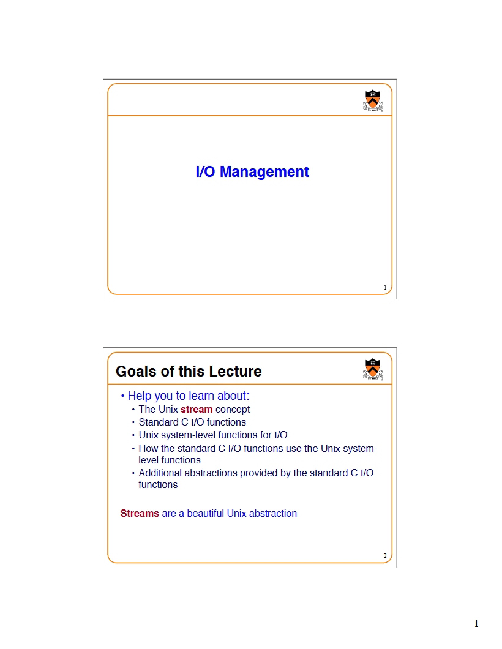 Management of IO