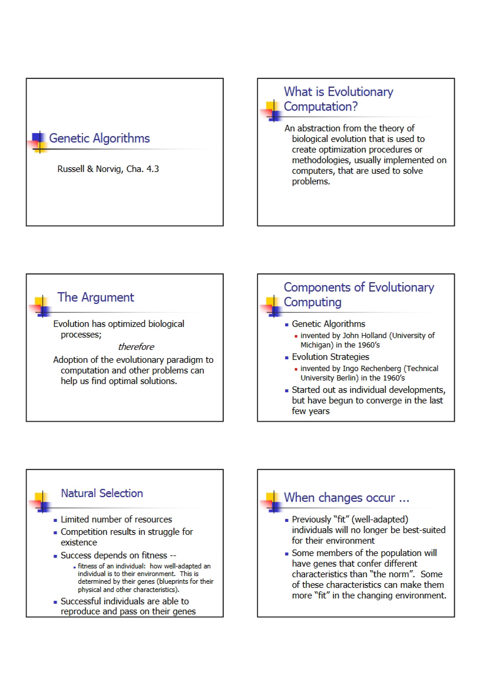 Algorithms Based on Genetics
