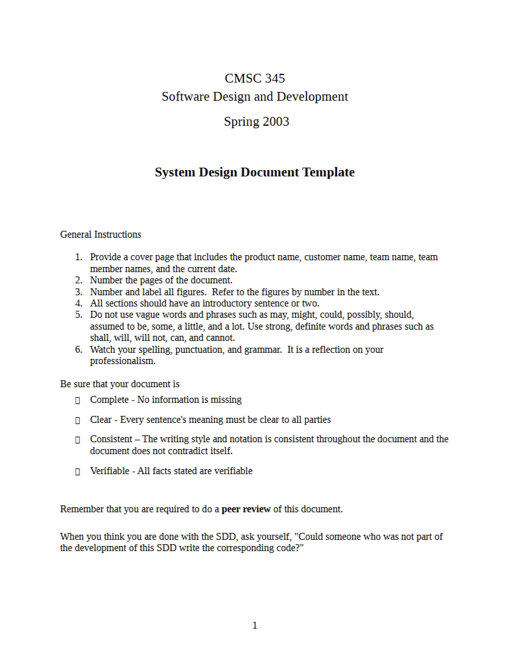 Template System Design Document - CMSC 345