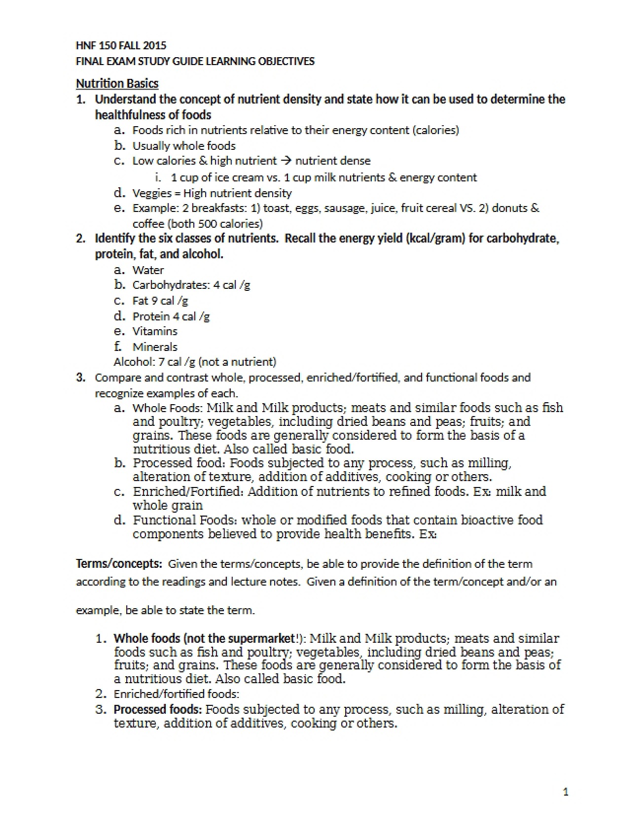 Final HNF Exam