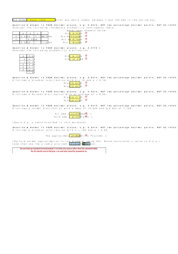 Study Guide - Probability Distributions and Calculations