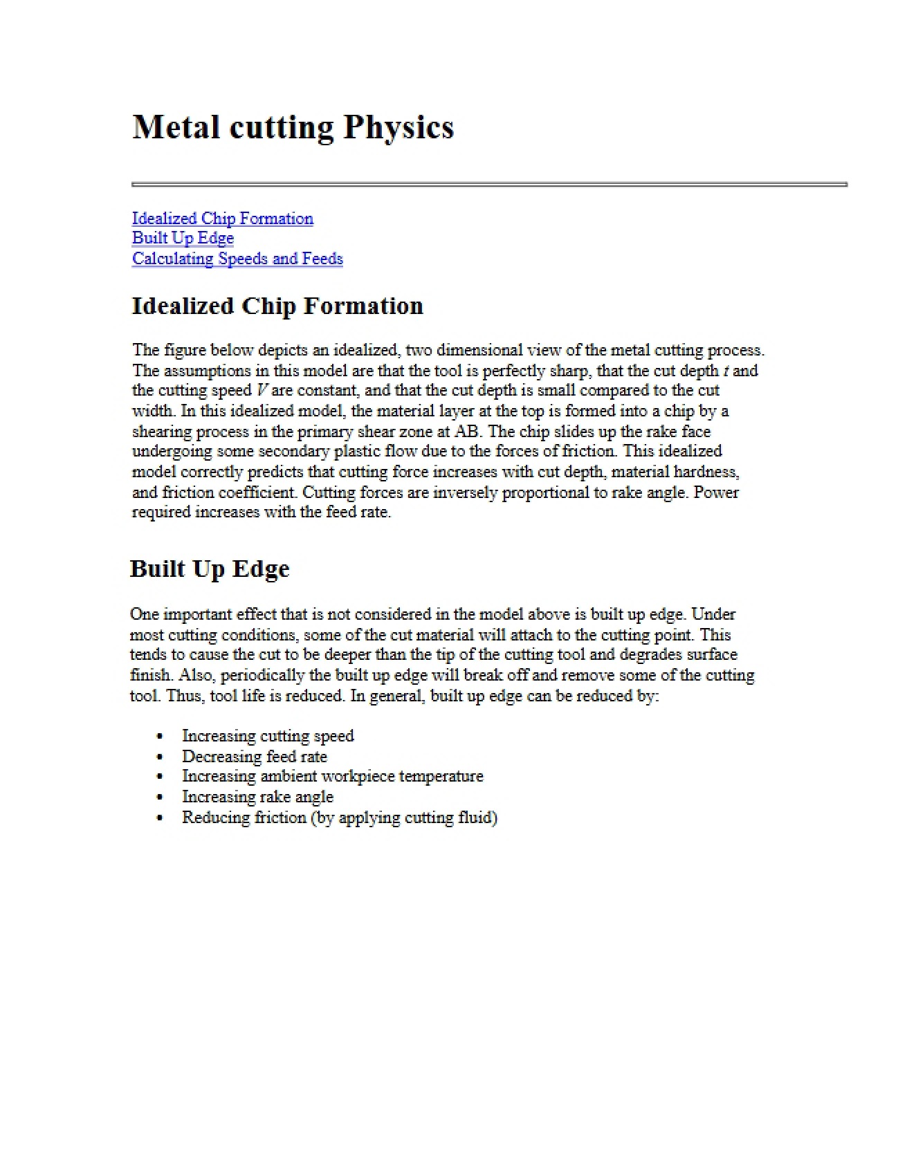 Physics of Metal Cutting
