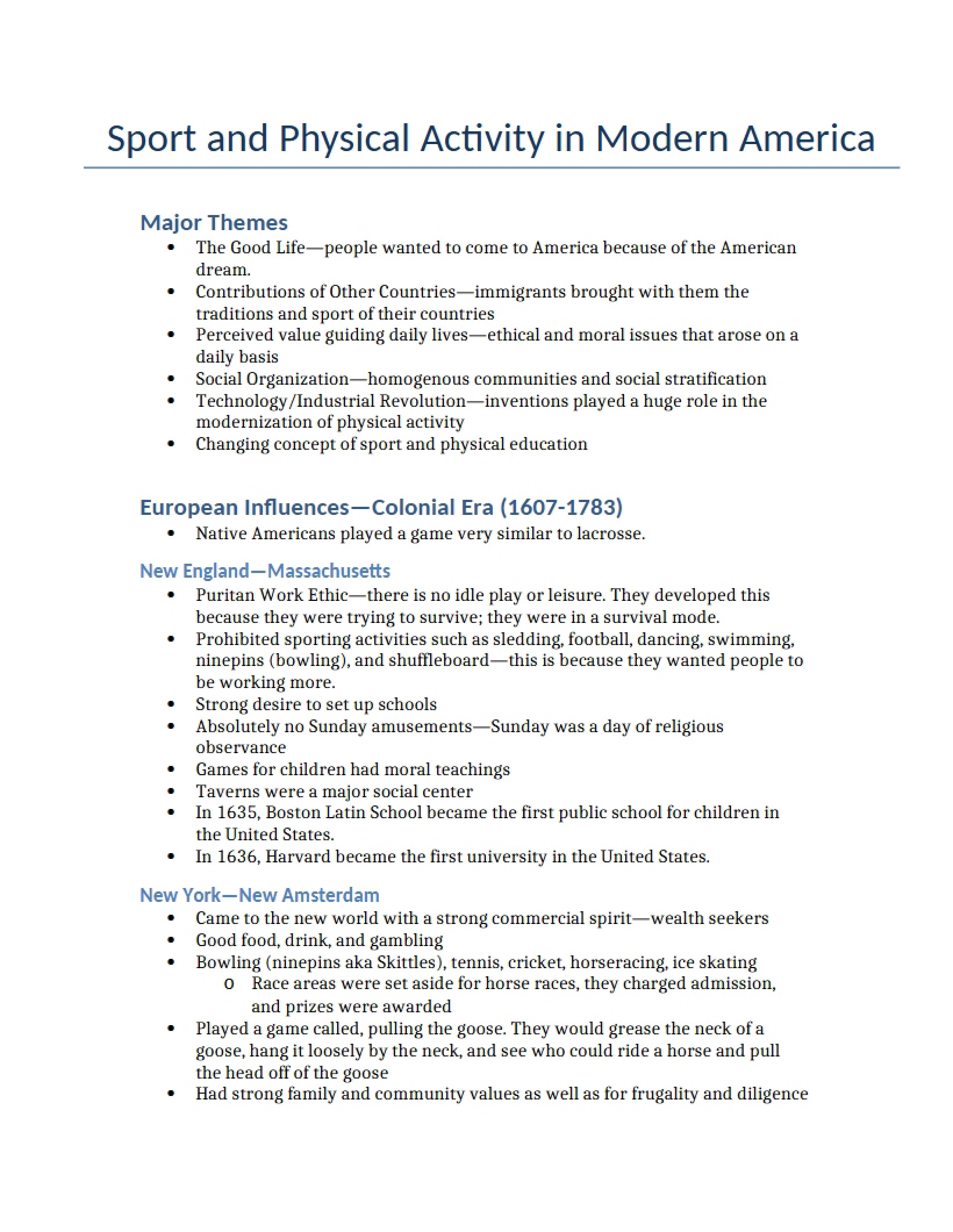 Modern American Sport & Activity 1