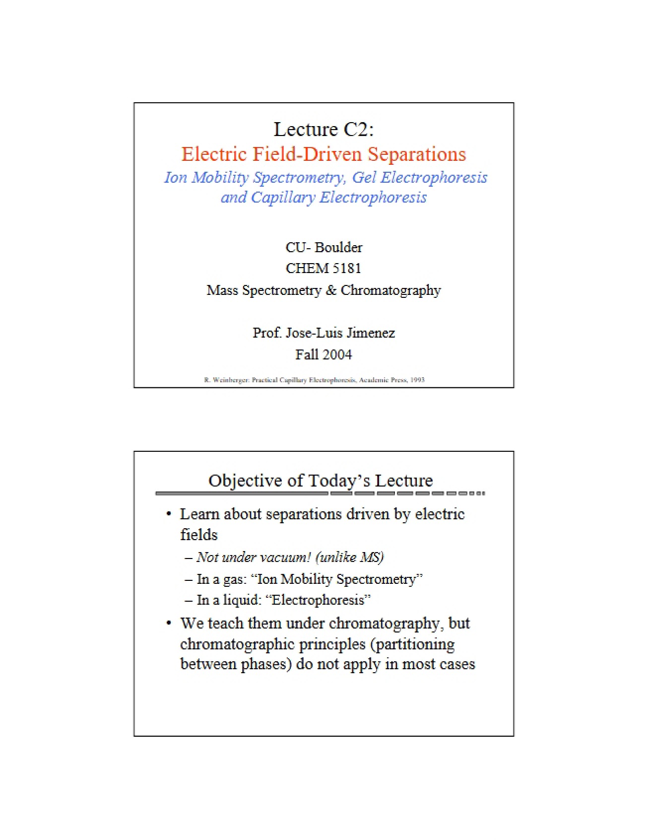 Overview of Electric Field Separations