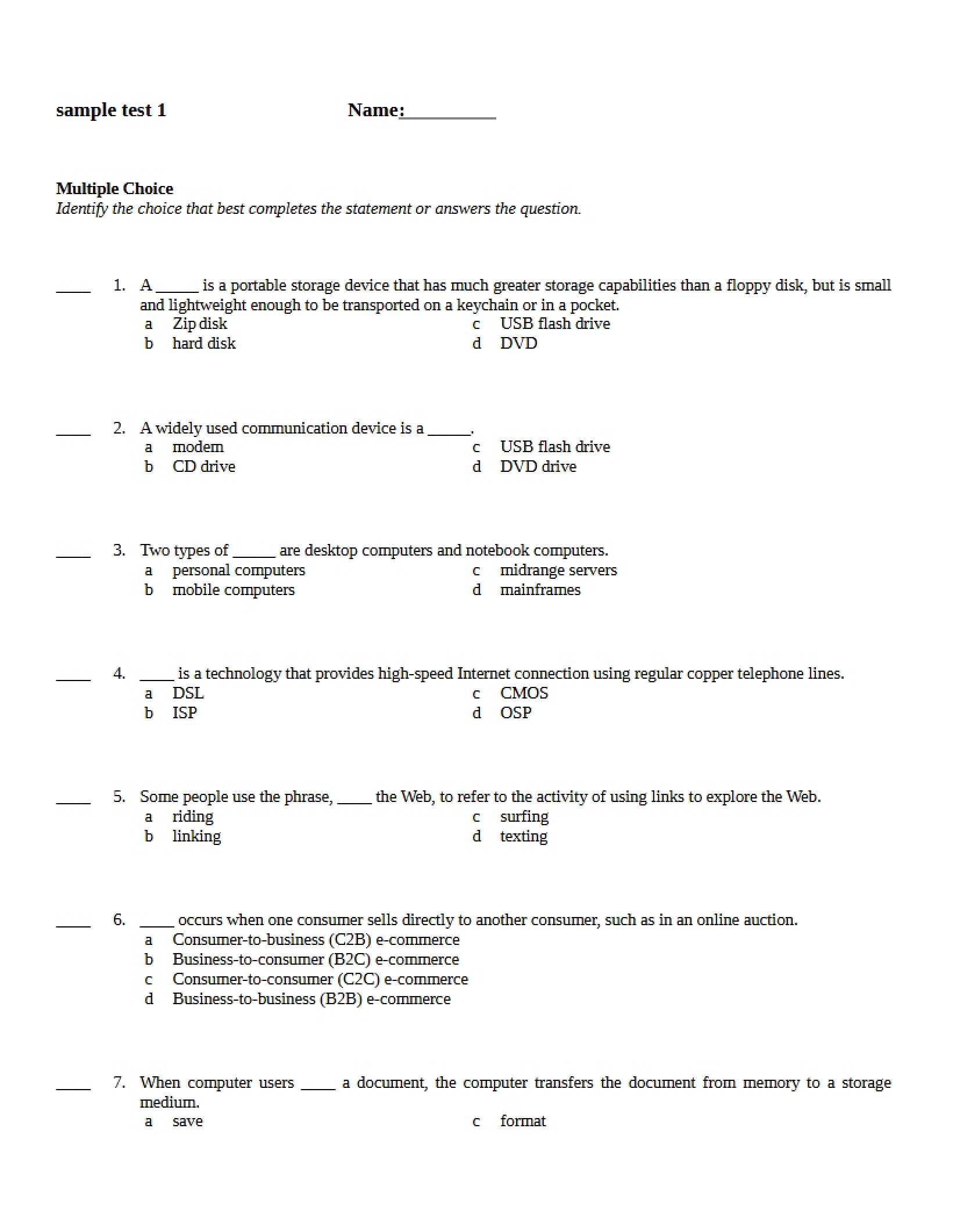First Sample Test