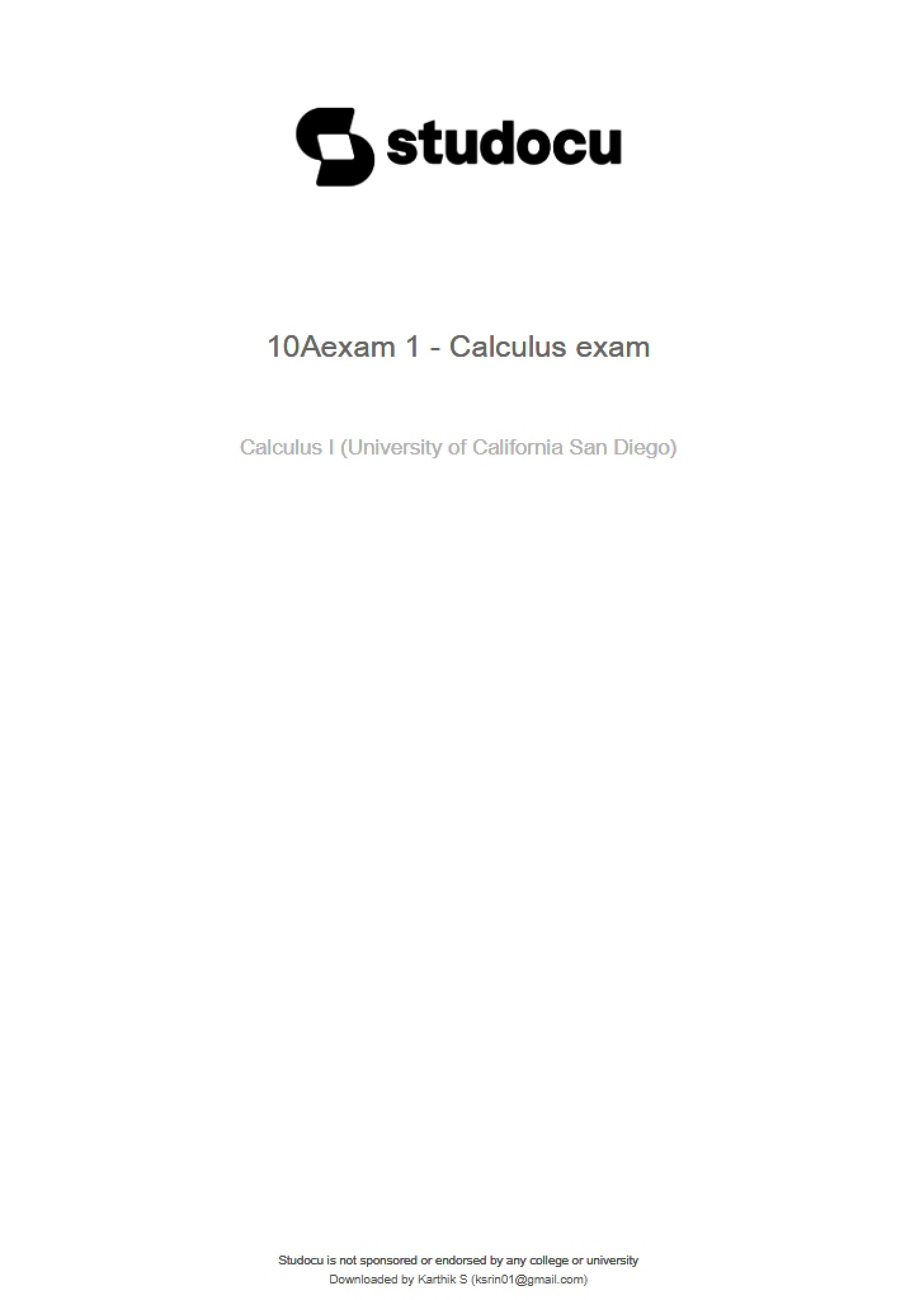 Examination in Calculus