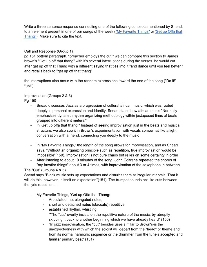 Music Activity - Snead