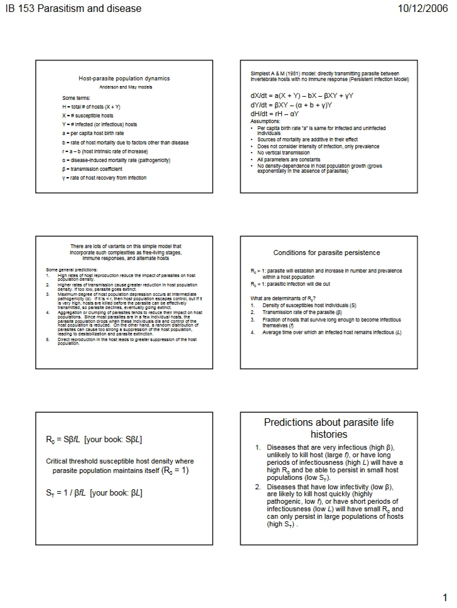 Disease and Parasitism