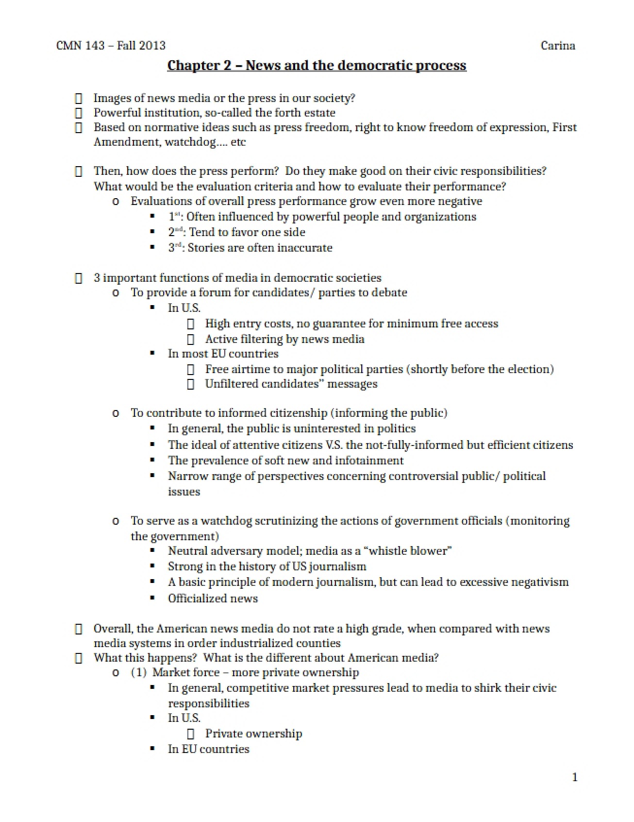 Section 1 News and Politics Notes