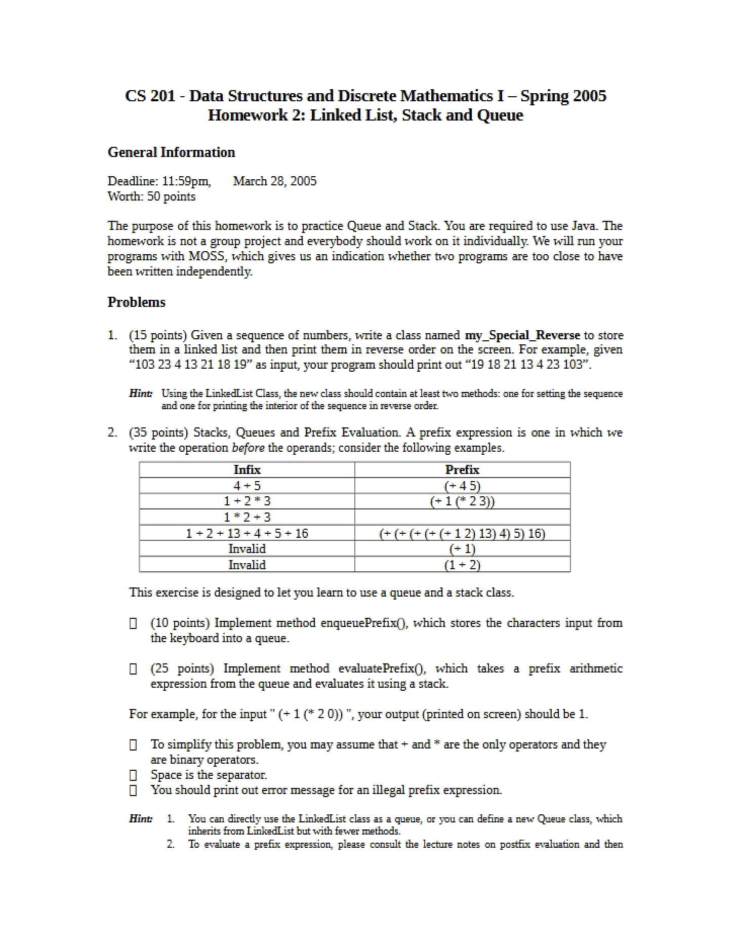 Second Assignment