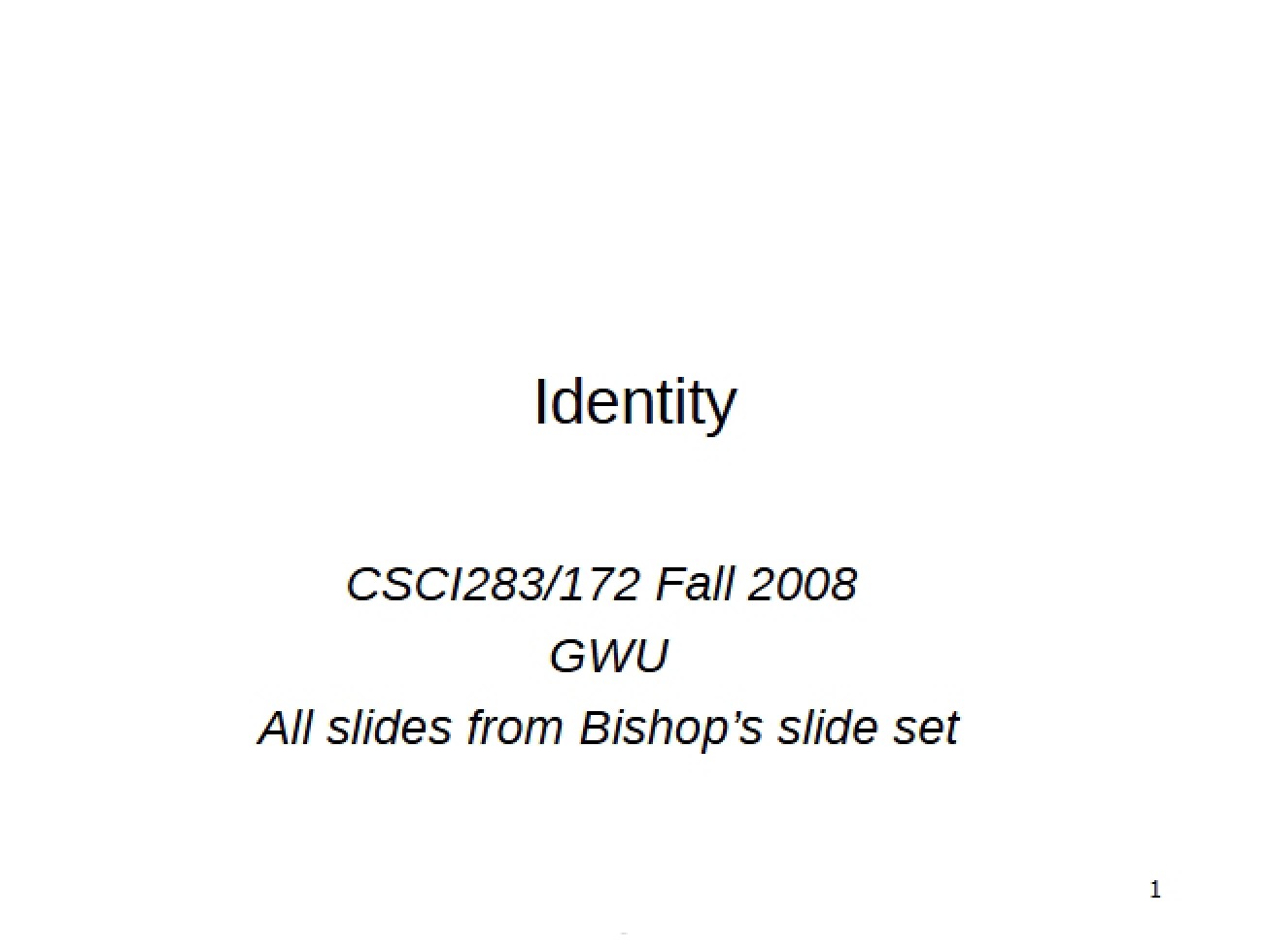 Identity - CSCI 283
