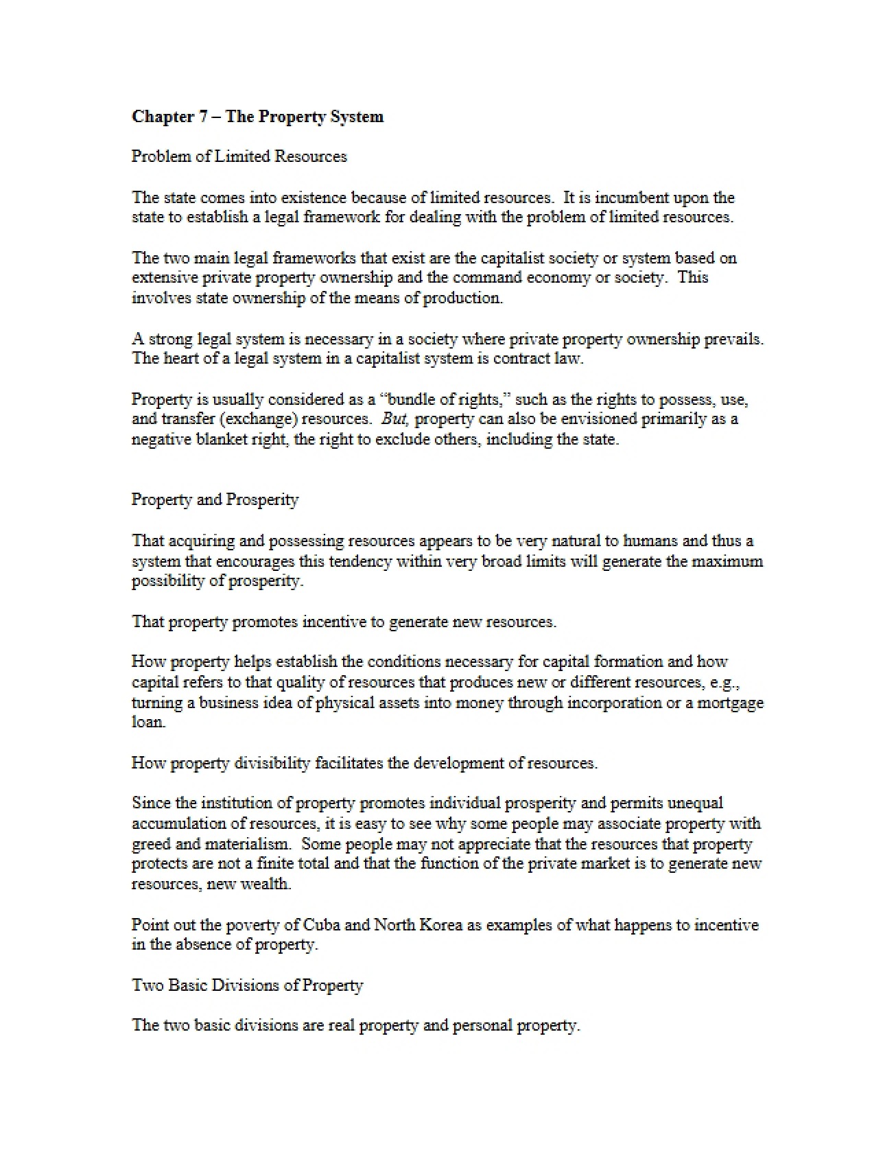 System of Property - Chapter Seven
