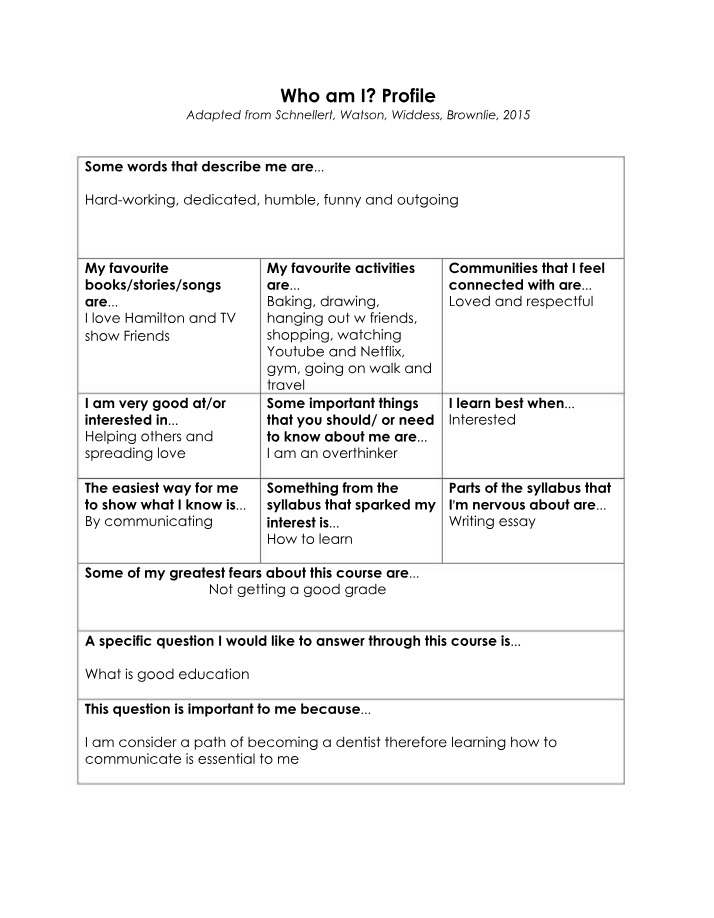 Who Am I - Personal Profile