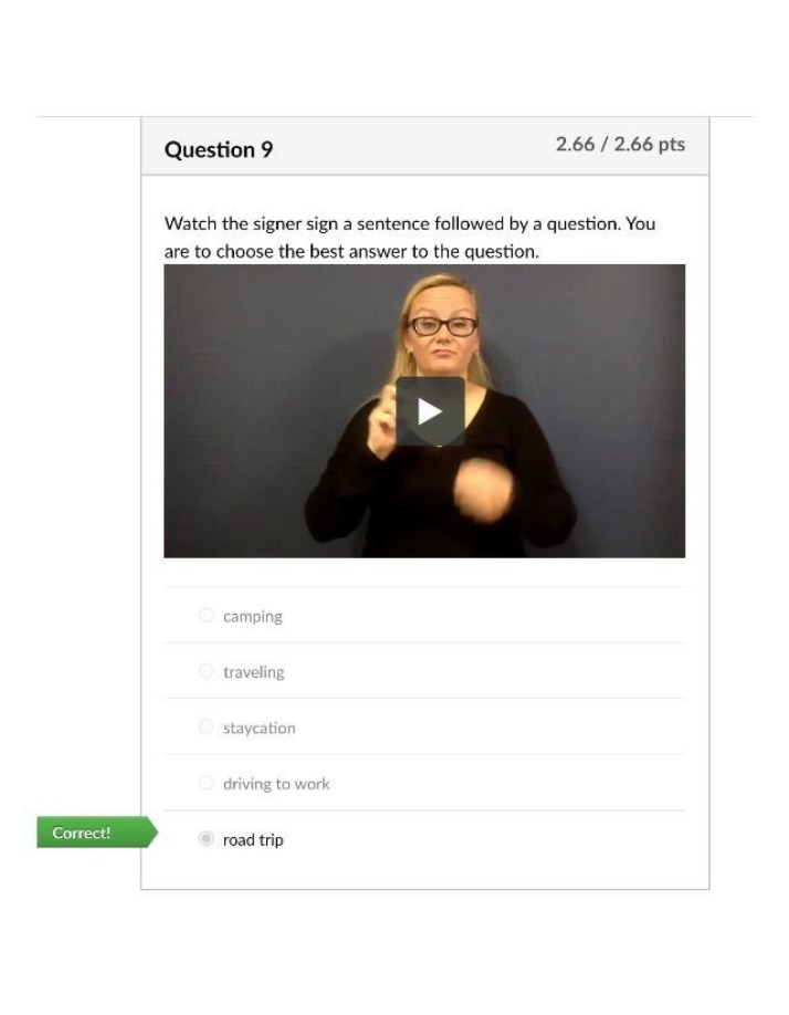 Question 9 - Trueway Unit 6 Test