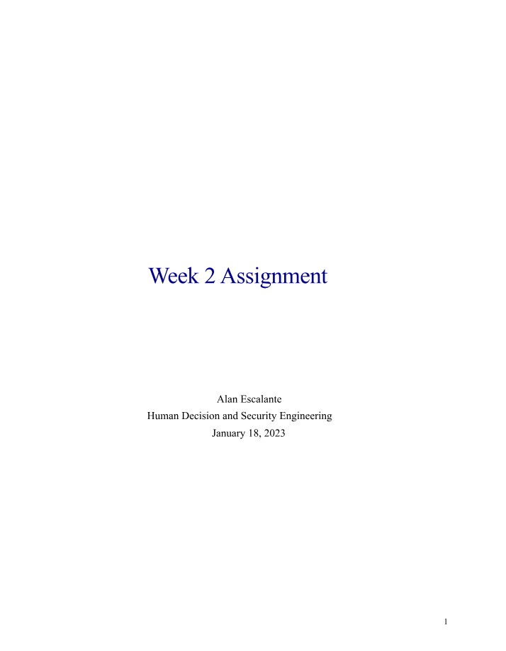 IS440 - Week 2 Assignment