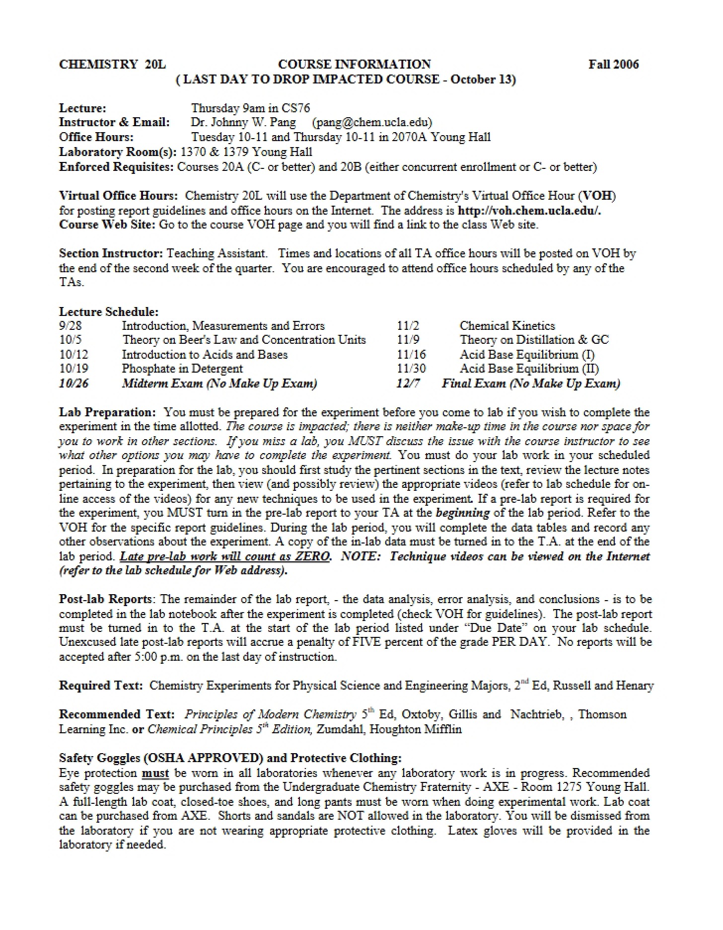 Information on Course