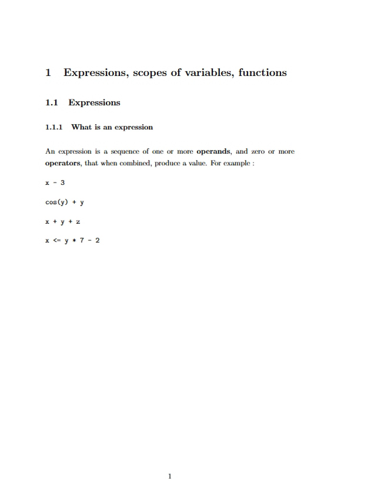 Understanding Expressions, Variable Scopes, and Functions