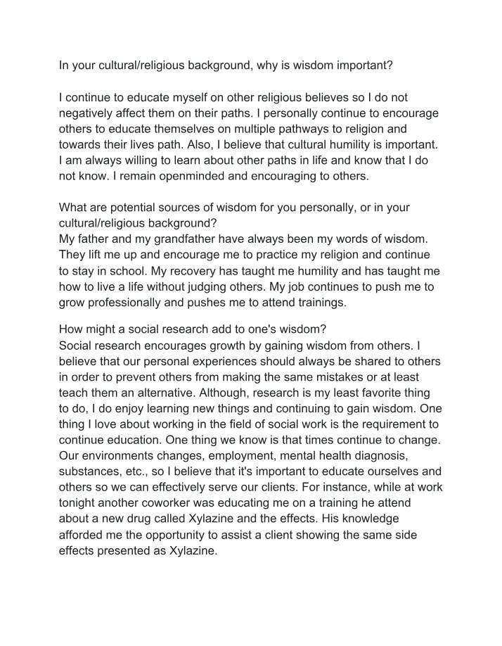 Wisdom and Cultural Background Essay