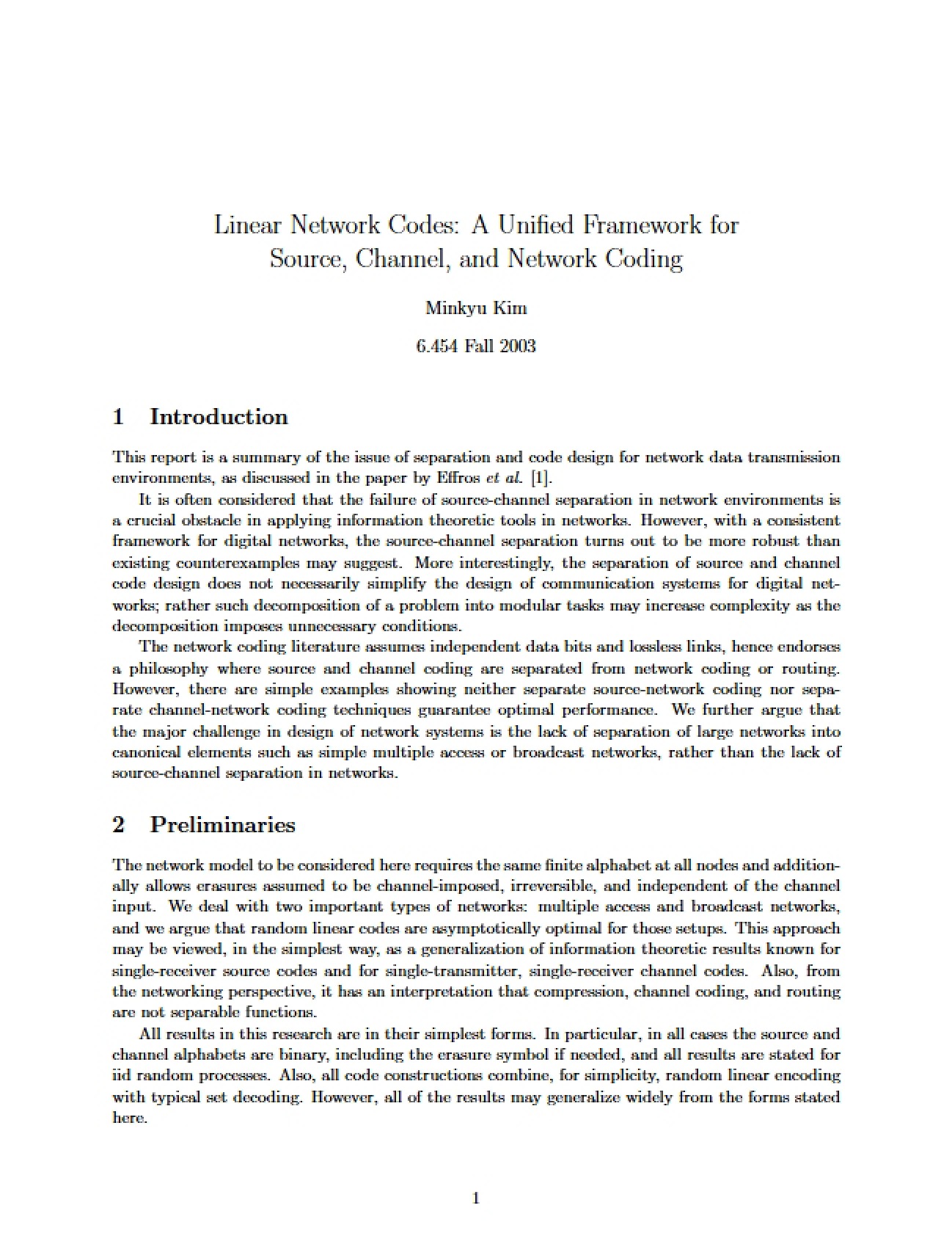 Codes for Linear Networks